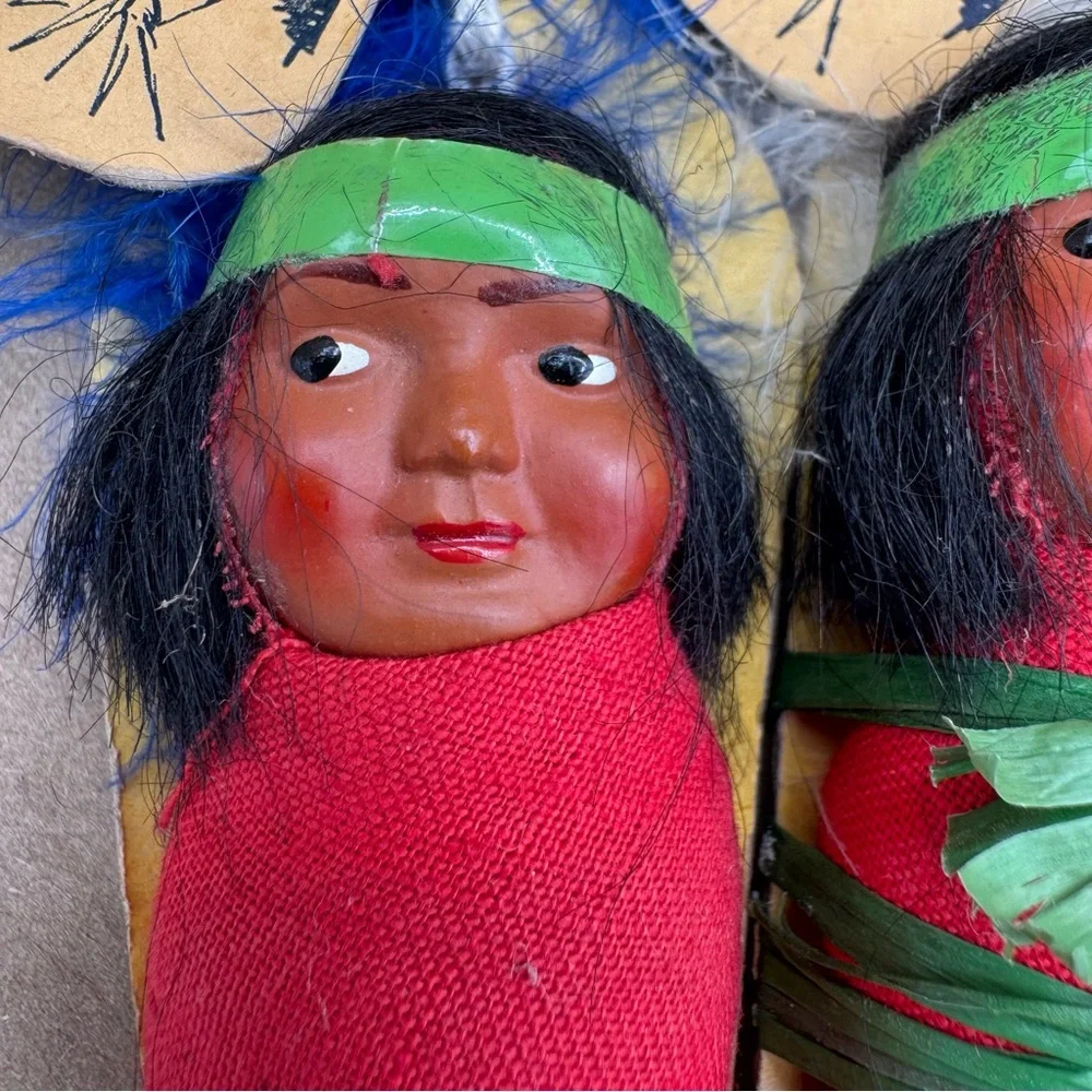 Vintage Zion National Park Souvenir Papoose Dolls Mid-Century Americana Set of 2